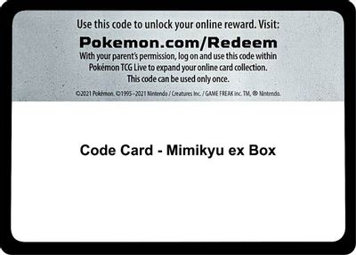 Code Card - Mimikyu ex Box