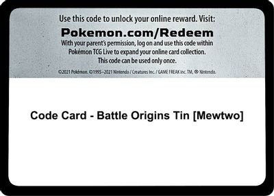 Code Card - Battle Origins Tin [Mewtwo]
