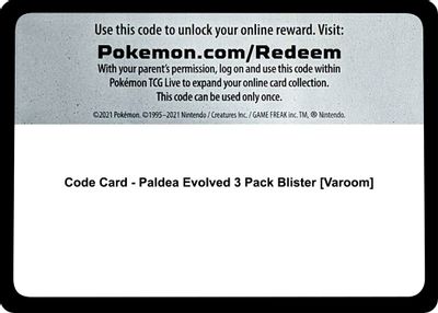 Code Card - Paldea Evolved 3 Pack Blister [Varoom]