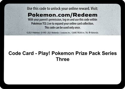 Code Card - Play! Pokemon Prize Pack Series Three