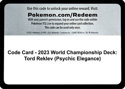 Code Card - 2023 World Championship Deck: Tord Reklev (Psychic Elegance)