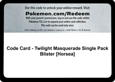 Code Card - Twilight Masquerade Single Pack Blister [Horsea]