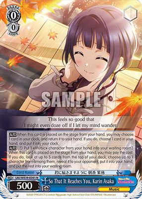 So That It Reaches You, Karin Asaka