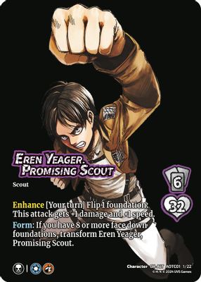 Eren Yeager, Promising Scout // Attack Titan, Ferocious Challenger (Alternate Art)