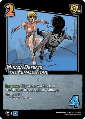 Mikasa Defeats the Female Titan