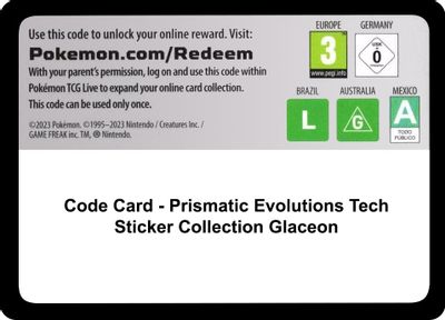 Code Card - Prismatic Evolutions Tech Sticker Collection [Glaceon]