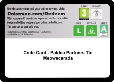 Code Card - Paldea Partners Tin (Meowscarada)