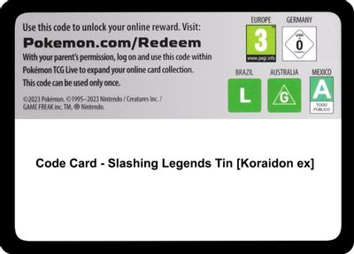 Code Card - Slashing Legends Tin [Koraidon ex]
