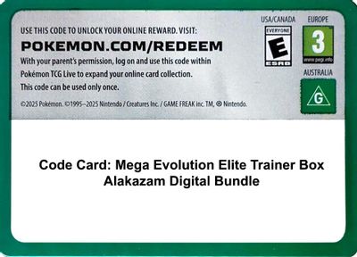 Code Card: Mega Evolution Elite Trainer Box Alakazam Digital Bundle