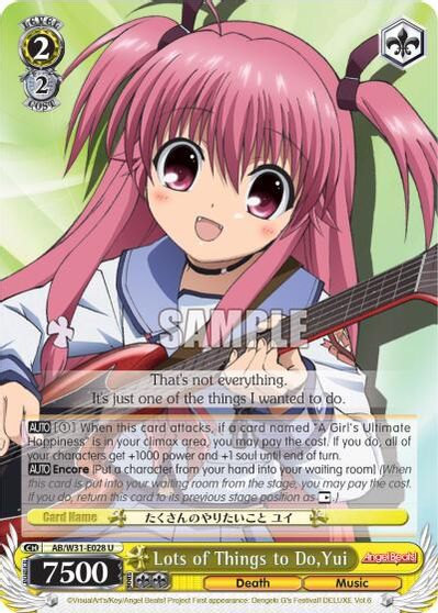 Lots Of Things To Do Yui Angel Beats Re Edit Weiss Schwarz Tcgplayer Com