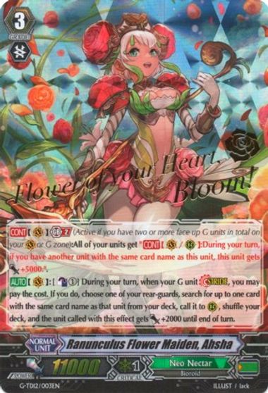 Ranunculus Flower Maiden Ahsha Hot Stamped G Td12 Flower Princess Of Abundant Blooming Cardfight Vanguard Tcgplayer Com