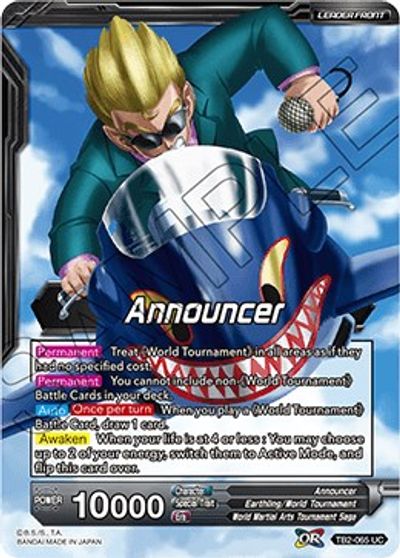 Play-By-Play Pro World Martial Arts Foil TB2-067 UC Dragon Ball Super Announcer