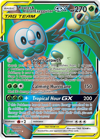 Rowlet & Alolan Exeggutor GX #214