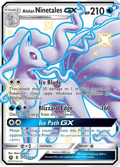 Holo Shiny Custom Pokemon Card Alolan Ninetails EX