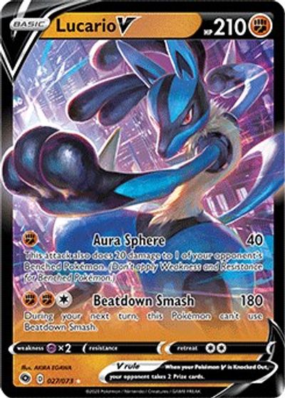 Details about  / Lucario V ULTRA RARE 027//073 Pokemon SWSH Champions Path NM card tcg holo 2020