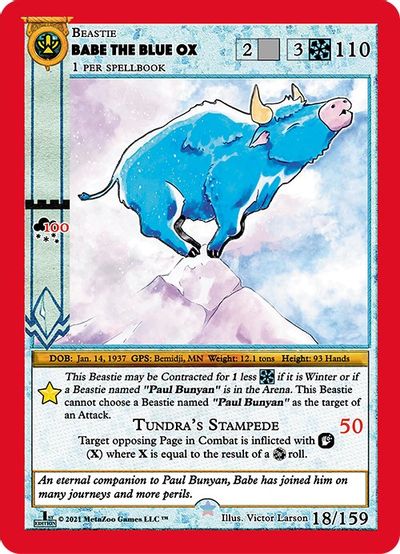 Metazoo Cryptid Nation 1st Edition Full Holo Babe The Blue Ox 18/159
