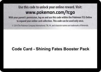 Pokemon Trading Card Game Shining Fates Booster Pack Online Code Cards x25 New