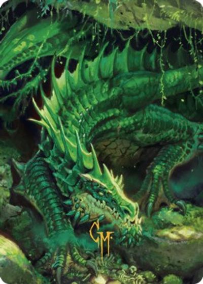 Adult Green Dragon Art Card Gold Stamped Signature #1