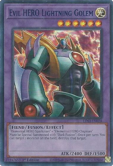Evil HERO Lightning Golem Blue #LDS3-EN028