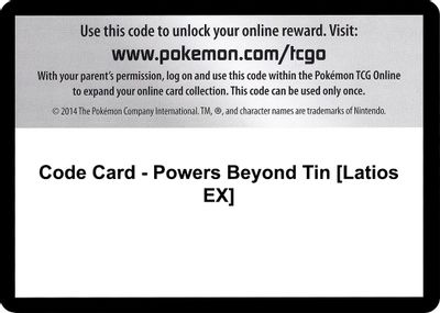Code Card - Powers Beyond Tin [Latios EX]