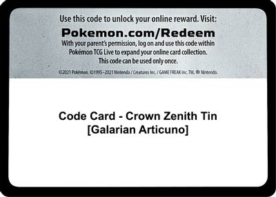 Galarian Articuno Tin