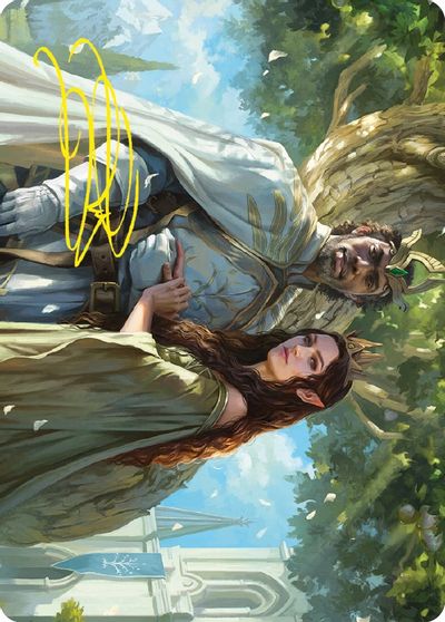 Aragorn and Arwen Wed Art Card Gold Stamped Signature #33