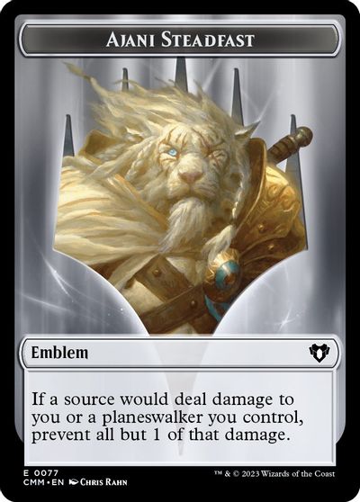 Emblem Ajani Steadfast Wizard Double Sided Token #77 // 71