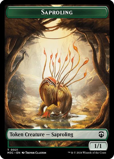 Saproling Ripple Foil Emblem Garruk Apex Predator Double Sided Token #21 // 27