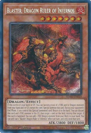 Blaster Dragon Ruler of Infernos Secret Rare #RA03-EN010