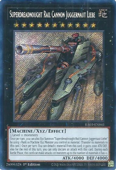 Superdreadnought Rail Cannon Juggernaut Liebe Secret Rare #RA03-EN041