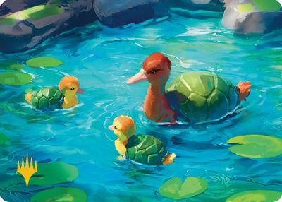 Turtle Duck Art Card Gold Stamped Planeswalker Symbol #18