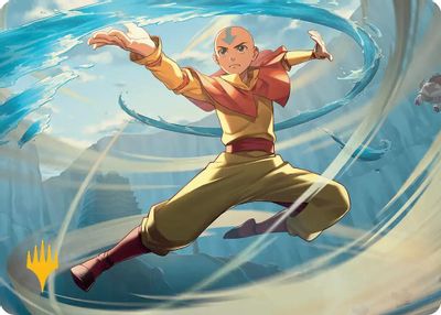 Aang Swift Savior Art Card Gold Stamped Planeswalker Symbol #20