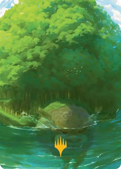 Forest Art Card Gold Stamped Planeswalker Symbol #54