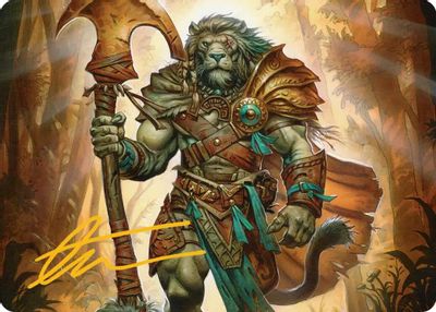 Ajani Outland Chaperone Art Card Gold Stamped Signature #28