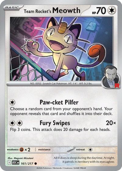 Team Rocket's Meowth [Reverse Holo] #161