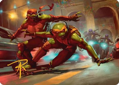 Raph and Mikey Troublemakers Art Card Gold Stamped Signature #17