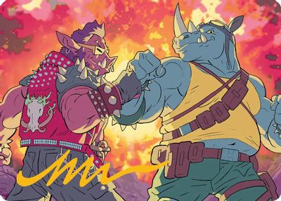 Bebop and Rocksteady Art Card Gold Stamped Signature #29