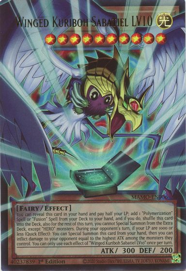 Winged Kuriboh Sabatiel LV10 [Extended Art] MAMO-EN006
