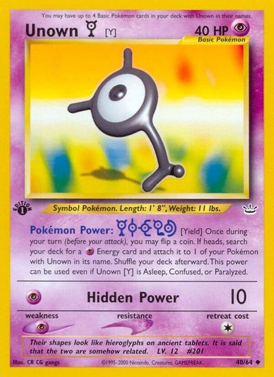 Unown B Neo Revelation Pokemon Card 3964 Lightly Played Vintage Uncommon