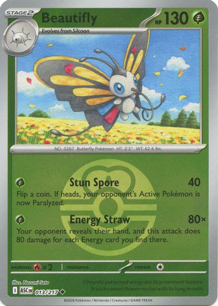 Beautifly - 013/217 (Love Ball) - Mega Evolução – Heróis Excelsos