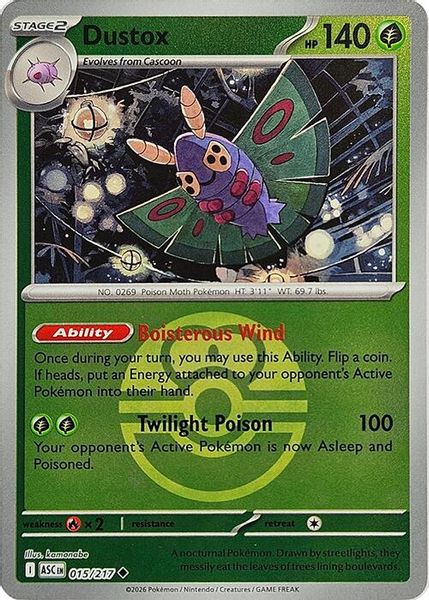 Dustox - 015/217 (Love Ball) - Mega Evolução – Heróis Excelsos