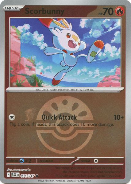 Scorbunny - 036/217 (Friend Ball) - Mega Evolução – Heróis Excelsos