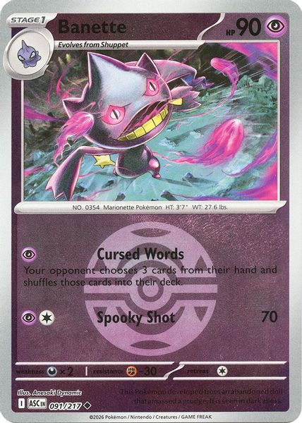 Banette - 091/217 (Dusk Ball) - Mega Evolução – Heróis Excelsos