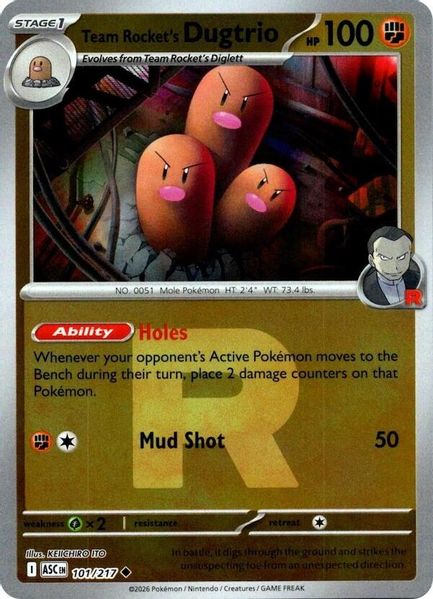Team Rocket's Dugtrio - 101/217 (Team Rocket) - Mega Evolução – Heróis Excelsos