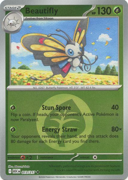 Beautifly - 013/217 (Energy Symbol Pattern) - Mega Evolução – Heróis Excelsos