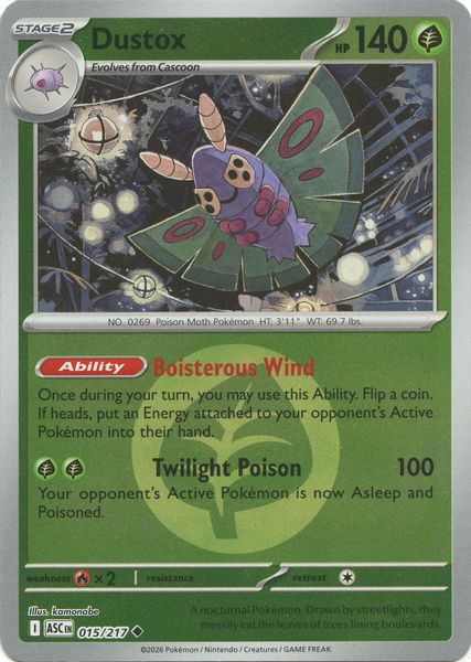 Dustox - 015/217 (Energy Symbol Pattern) - Mega Evolução – Heróis Excelsos