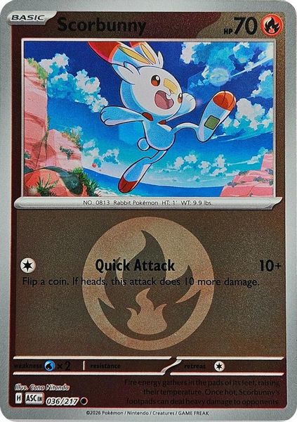 Scorbunny - 036/217 (Energy Symbol Pattern) - Mega Evolução – Heróis Excelsos