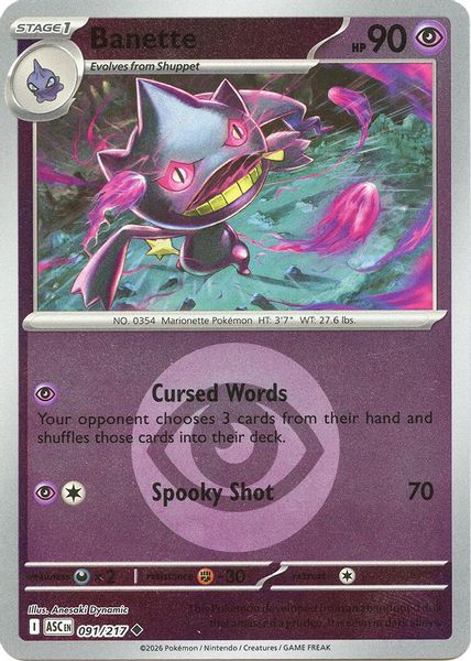 Banette - 091/217 (Energy Symbol Pattern) - Mega Evolução – Heróis Excelsos