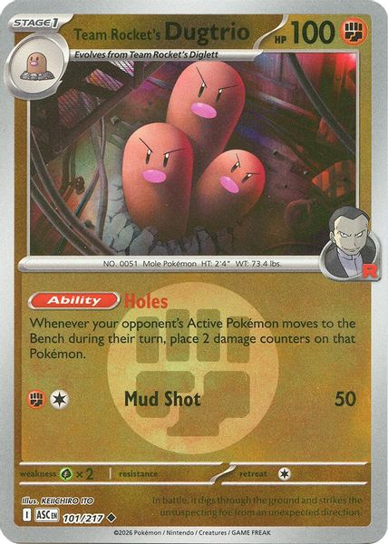 Team Rocket's Dugtrio - 101/217 (Energy Symbol Pattern) - Mega Evolução – Heróis Excelsos