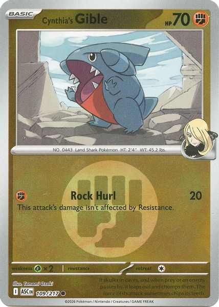 Cynthia's Gible (Energy Symbol Pattern) - Mega Evolução – Heróis Excelsos